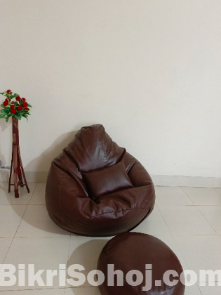 XXL Bean Bag, Leg Rest & Cushion Combo Set - Chocolate Color